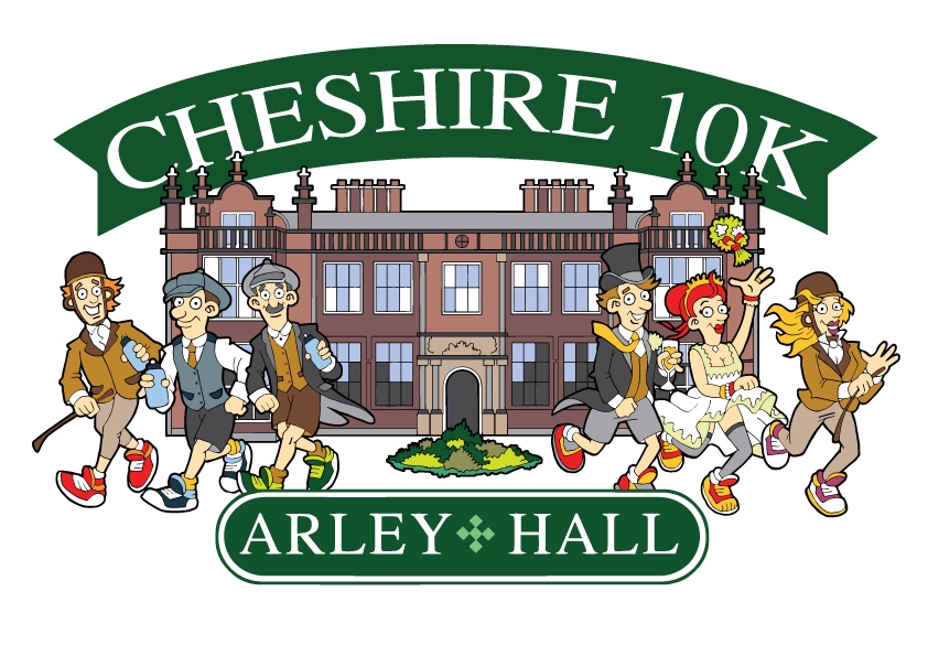 Graffeg ar gyfer Cheshire 10K yn Neuadd Arley